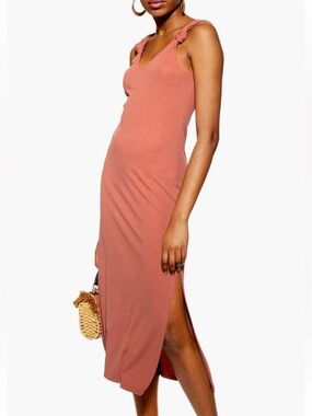 Top Shop BRAND NEW Sleeveless V-Neck Midi Dress in Rosewood
